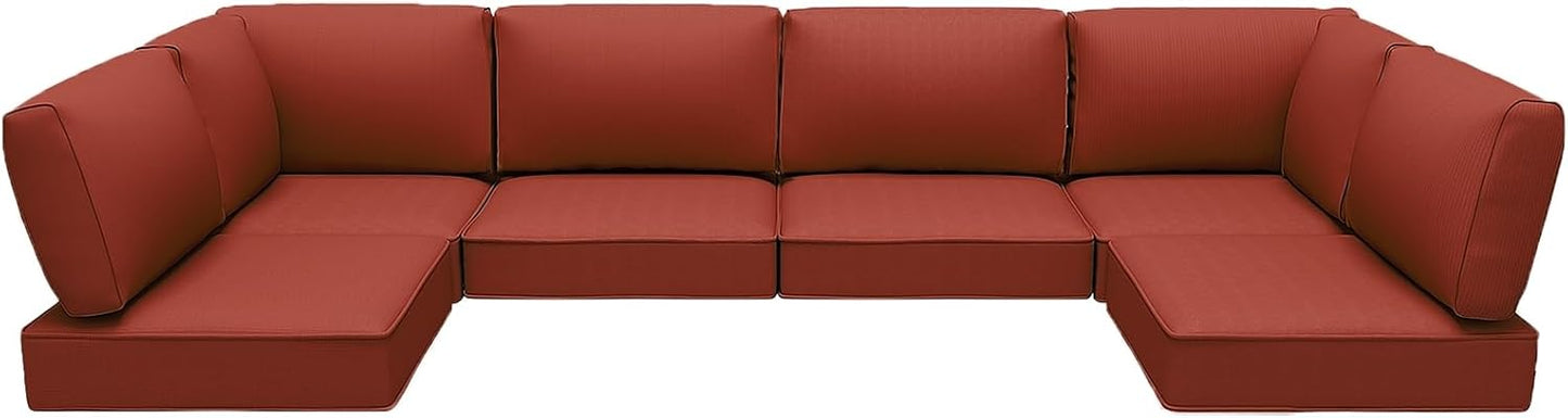 Outdoor Replacement Cushions for Patio Furniture,Water-Resistant Sofa Cushions for Rattan Wicker Sectional Patio Conversation Sets,14-Piece Outdoor Couch Cushion,Deep Blue