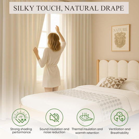 Thermal-Insulated Blackout Noise-Reducing Pinch Pleated Curtains are Suitable for Living Rooms Bedrooms Kitchens Children's Rooms, 2-Way Hook/Tab Hanging Curtains