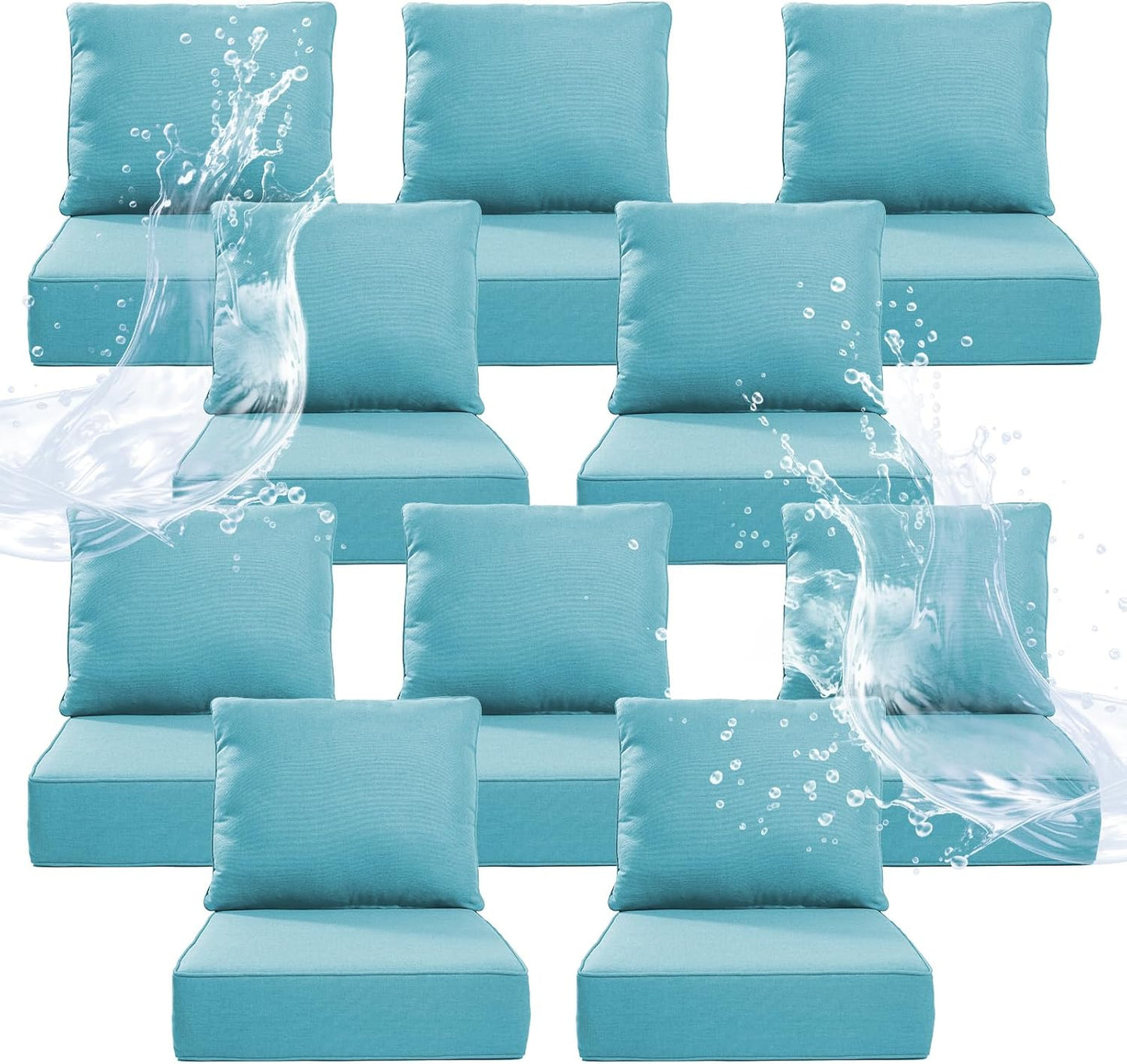 6" Thicker Outdoor Chair Cushion 4 Sets - 24" *24" *6" Waterproof Patio Furniture Cushions with Removable Cover, 28D High Density Sponge Filling Thicken Outdoor Patio Cushions - Beige