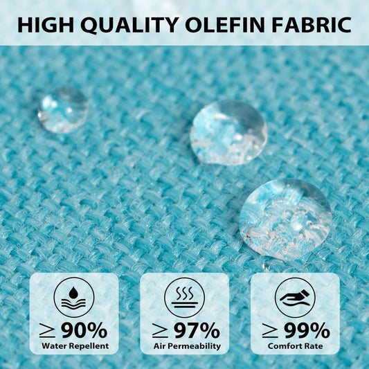 Sundale Outdoor Olefin Deep Seat Cushion Set of 2, Patio Chair Cushion and Pillow, Water-Resistant Sectional Sofa Pad with Straps Teal, 24 x 24 x 4 Inches