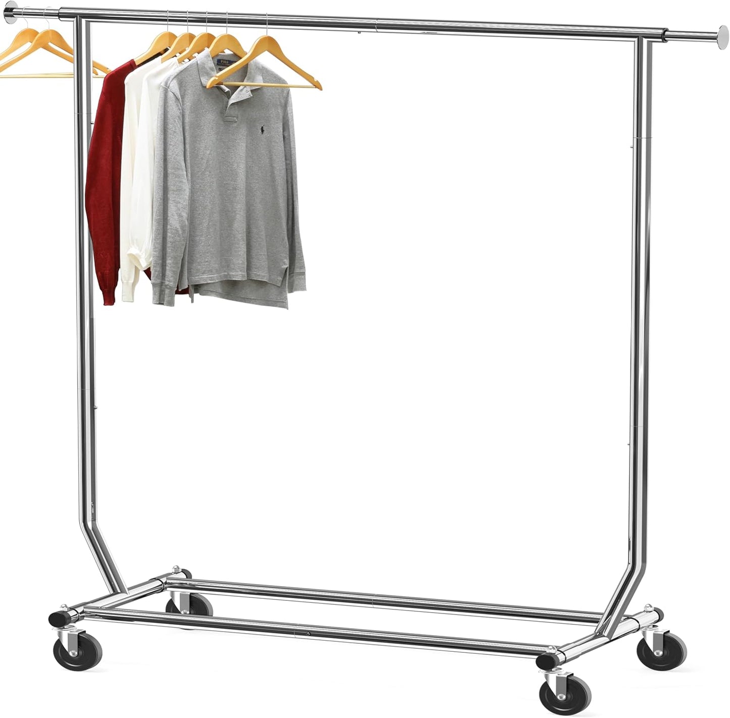 Simple Houseware Heavy Duty Clothing Garment Rack, Holds Up to 150 lbs, 42 to 67 Inches Extendable Rod, Chrome