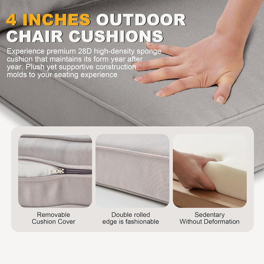 ARTPLAN Outdoor Loveseat Cushion Set,46.6"x 24",Water Repellent,Fade Resistant,Cushion Set for Couch,Bench and Swing,5 Pieces Wicker Furniture Cushions,Grey