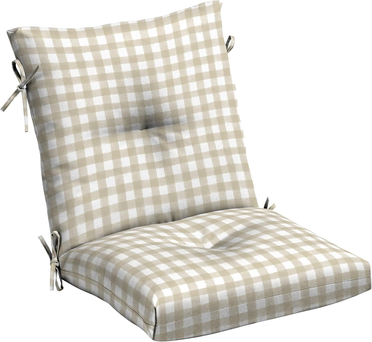 Arden Outdoor Plush Modern Tufted Blowfill Dining Chair Cushion, 21 x 40, Rain-Proof, Fade Resistant, Tufted Cushion for Dining and Bistro Chairs Black Cabana Stripe