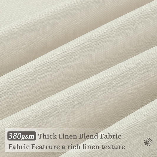 Linen Pinch Pleated Curtains 63 Inches for Cafe, Light Filtering Memory Training Shaped Cream Birch Short Non-See-Through Privacy Linen Curtain for Kitchen 2 Panels 40" W x 63" L Neutral