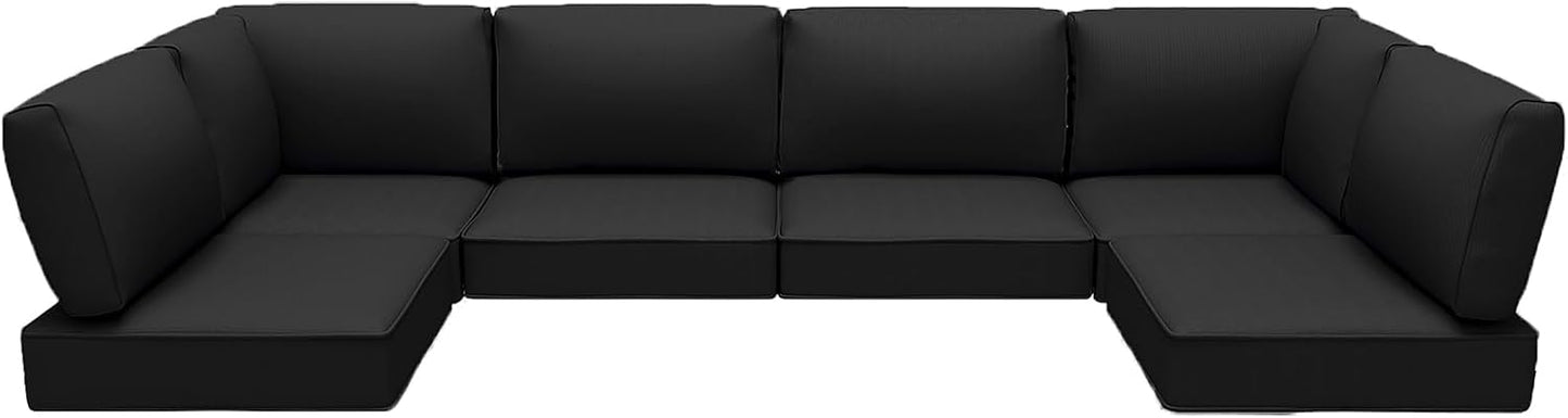 Outdoor Replacement Cushions for Patio Furniture,Water-Resistant Sofa Cushions for Rattan Wicker Sectional Patio Conversation Sets,14-Piece Outdoor Couch Cushion,Deep Blue