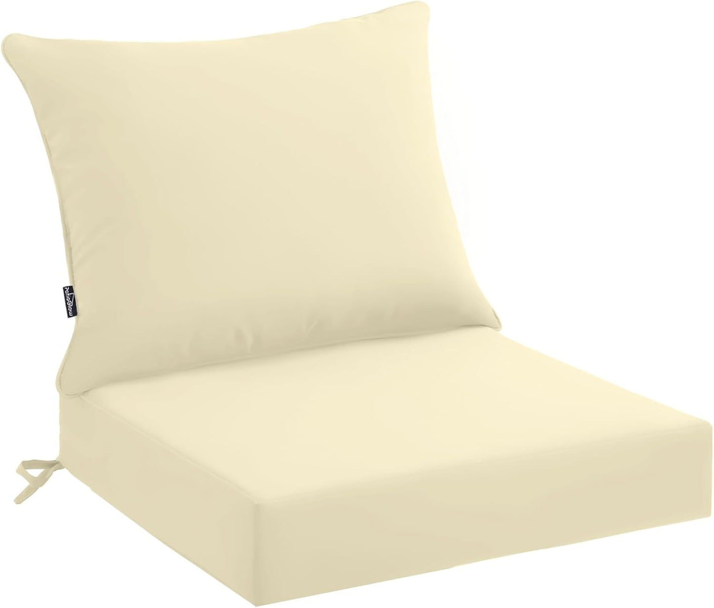 Outdoor Seat Cushion Set 24 x 24 x 4 Inch, Waterproof & Fade Resistant Patio Furniture Cushions with Removable Cover and Ties, Thick Deep Seating Pads for Outside Chair Sofa Couch, Blue