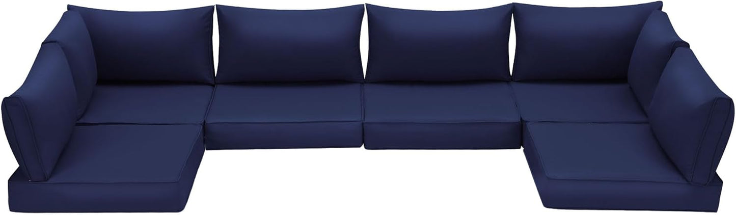 HOMREST Outdoor Replacement Cushions for Patio Furniture,Water-Repellent Sofa Cushion for 6-Seat Rattan Wicker Sectional Patio Conversation Sets,14-Piece Cushions Set for Outdoor Couch-Gray