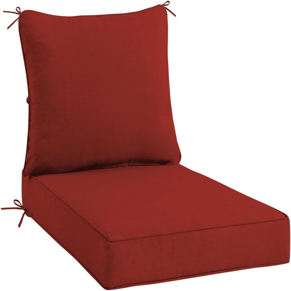 Sundale Outdoor Olefin Deep Seat Cushion Set of 2, Patio Chair Cushion and Pillow, Water-Resistant Sectional Sofa Pad with Straps Teal, 24 x 24 x 4 Inches