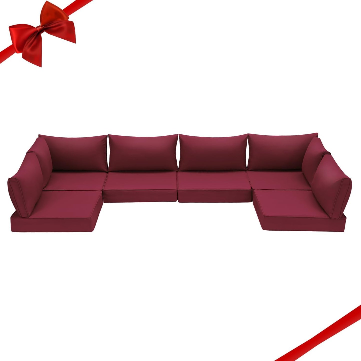 HOMREST Outdoor Replacement Cushions for Patio Furniture,Water-Repellent Sofa Cushion for 6-Seat Rattan Wicker Sectional Patio Conversation Sets,14-Piece Cushions Set for Outdoor Couch-Gray