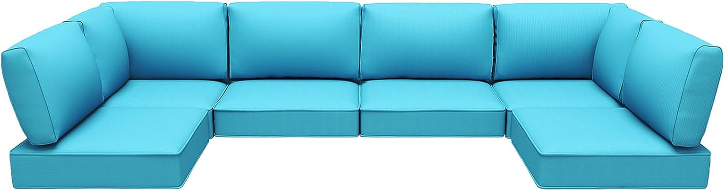 Outdoor Replacement Cushions for Patio Furniture,Water-Resistant Sofa Cushions for Rattan Wicker Sectional Patio Conversation Sets,14-Piece Outdoor Couch Cushion,Deep Blue