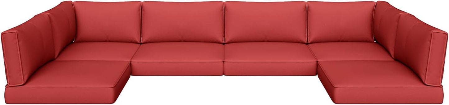 Aoxun Outdoor Replacement Cushions for Patio Furniture, Waterproof Sofa Cushion for 6-Seat Rattan Wicker Sectional Patio Conversation Sets, 14-Piece Cushions Set for L-Shape Couch, Black