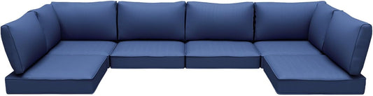 Outdoor Replacement Cushions for Patio Furniture,Water-Resistant Sofa Cushions for Rattan Wicker Sectional Patio Conversation Sets,14-Piece Outdoor Couch Cushion,Deep Blue