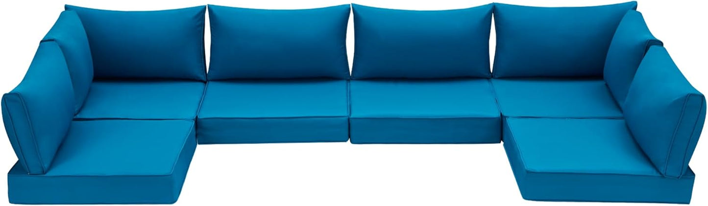 HOMREST Outdoor Replacement Cushions for Patio Furniture,Water-Repellent Sofa Cushion for 6-Seat Rattan Wicker Sectional Patio Conversation Sets,14-Piece Cushions Set for Outdoor Couch-Gray