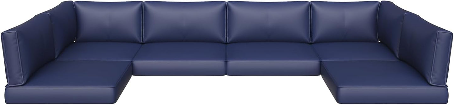 Aoxun Outdoor Replacement Cushions for Patio Furniture, Waterproof Sofa Cushion for 6-Seat Rattan Wicker Sectional Patio Conversation Sets, 14-Piece Cushions Set for L-Shape Couch, Black