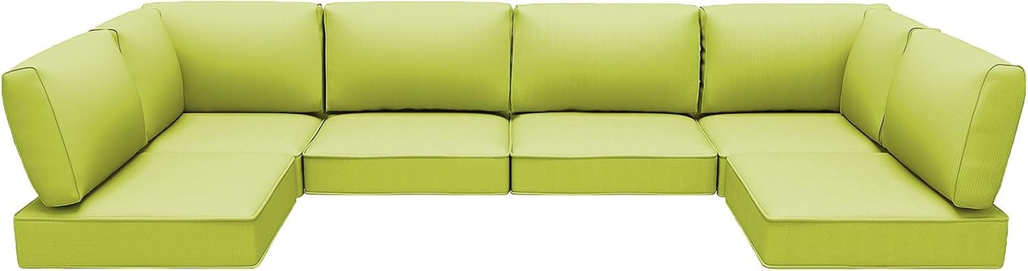 Outdoor Replacement Cushions for Patio Furniture,Water-Resistant Sofa Cushions for Rattan Wicker Sectional Patio Conversation Sets,14-Piece Outdoor Couch Cushion,Deep Blue