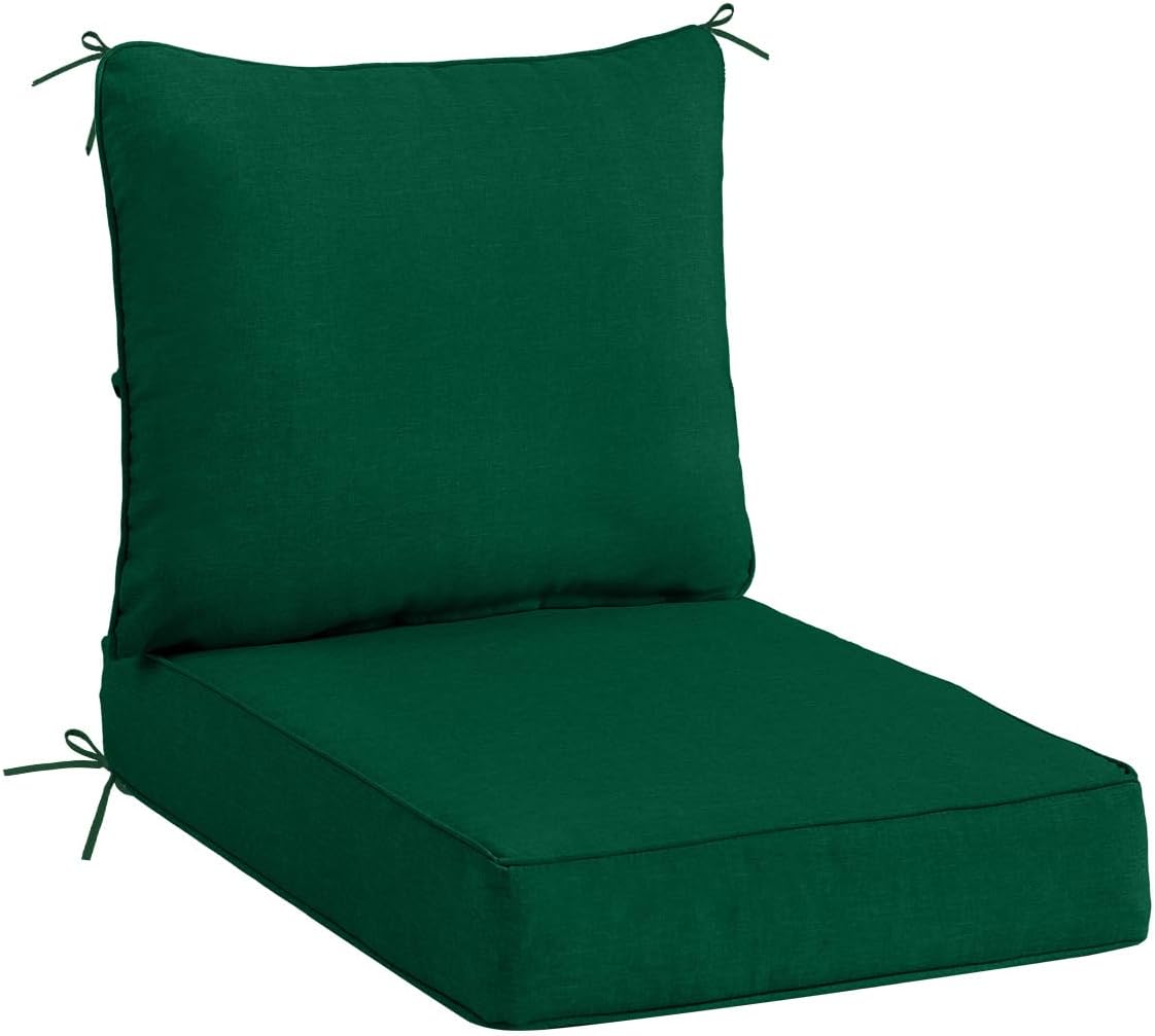 Sundale Outdoor Olefin Deep Seat Cushion Set of 2, Patio Chair Cushion and Pillow, Water-Resistant Sectional Sofa Pad with Straps Teal, 24 x 24 x 4 Inches