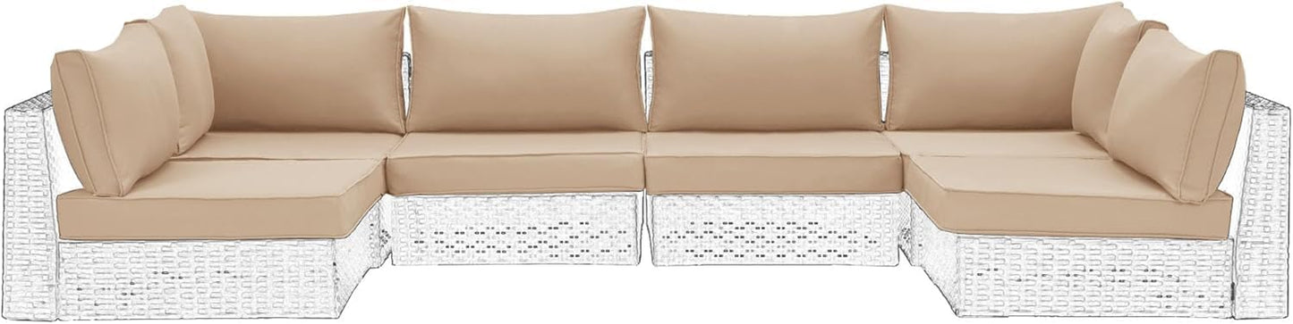 HOMREST Outdoor Replacement Cushions for Patio Furniture,Water-Repellent Sofa Cushion for 6-Seat Rattan Wicker Sectional Patio Conversation Sets,14-Piece Cushions Set for Outdoor Couch-Gray