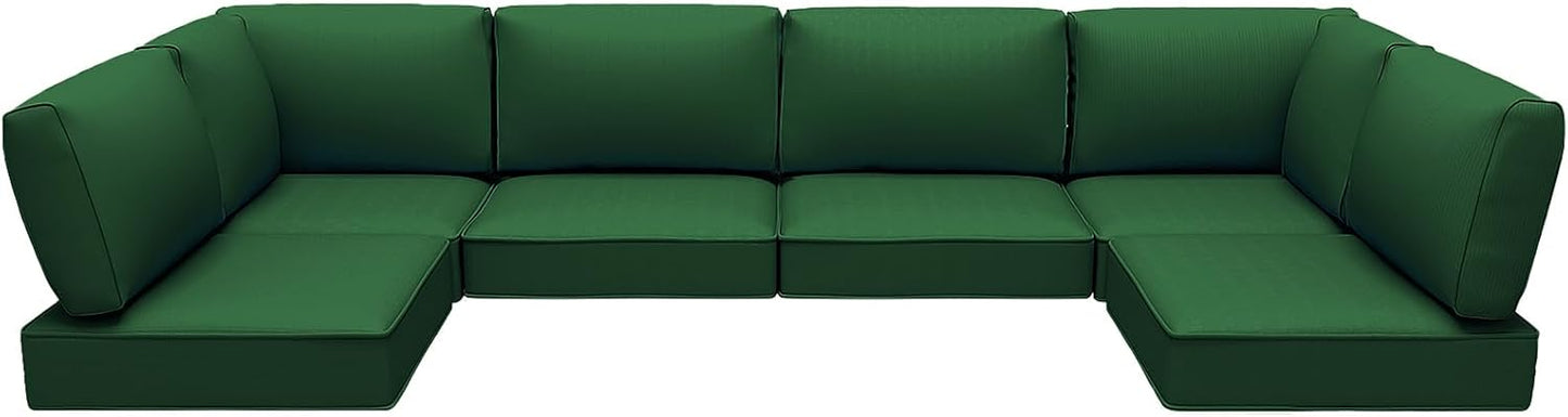 Outdoor Replacement Cushions for Patio Furniture,Water-Resistant Sofa Cushions for Rattan Wicker Sectional Patio Conversation Sets,14-Piece Outdoor Couch Cushion,Deep Blue