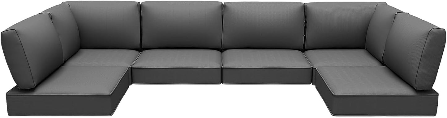 Outdoor Replacement Cushions for Patio Furniture,Water-Resistant Sofa Cushions for Rattan Wicker Sectional Patio Conversation Sets,14-Piece Outdoor Couch Cushion,Deep Blue