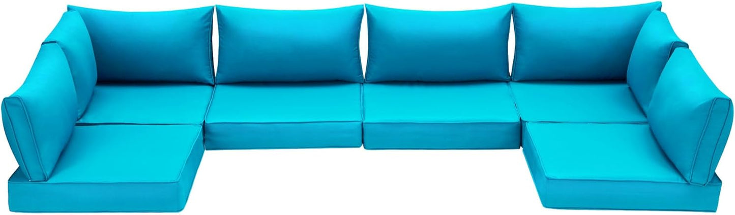 HOMREST Outdoor Replacement Cushions for Patio Furniture,Water-Repellent Sofa Cushion for 6-Seat Rattan Wicker Sectional Patio Conversation Sets,14-Piece Cushions Set for Outdoor Couch-Gray