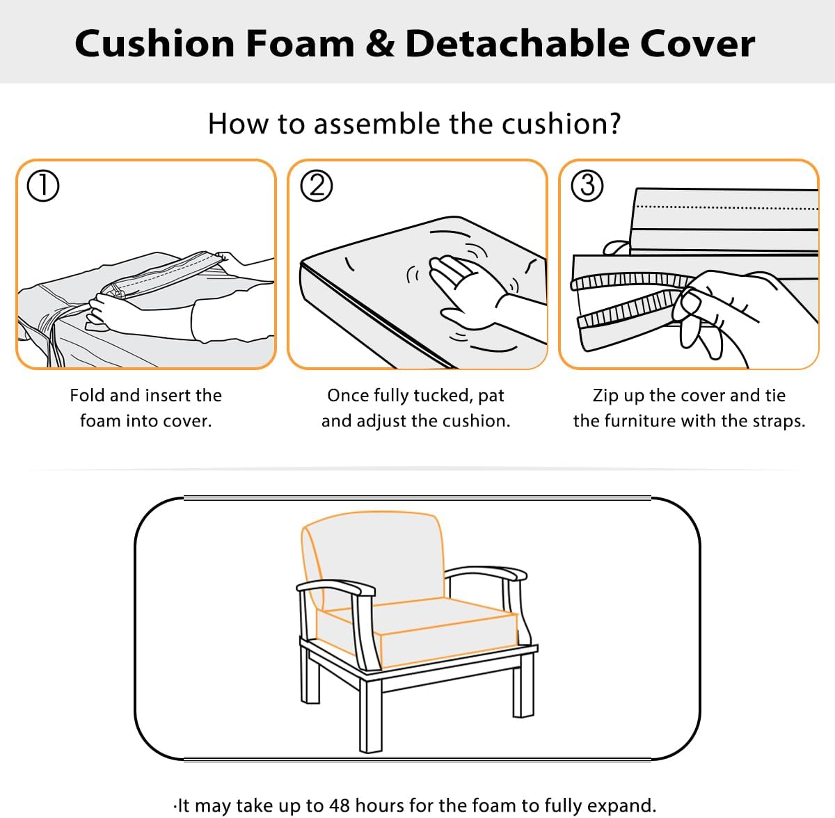 Sundale Outdoor Olefin Deep Seat Cushion Set of 2, Patio Chair Cushion and Pillow, Water-Resistant Sectional Sofa Pad with Straps Teal, 24 x 24 x 4 Inches