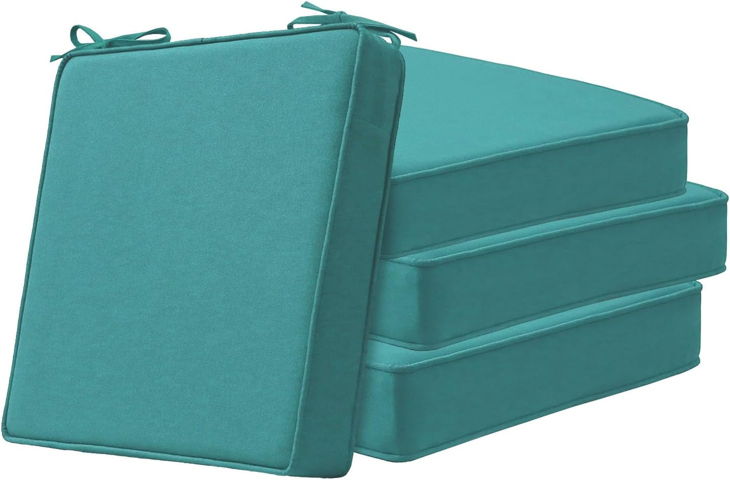 Sunbrella Square Corner Seat Cushions, 19" x 19" x 3", Set of 4, Indoor Outdoor Water Repellent Universal Chair Pads with Ties for Patio Furniture, Garden Dining Chairs, Cast Shale