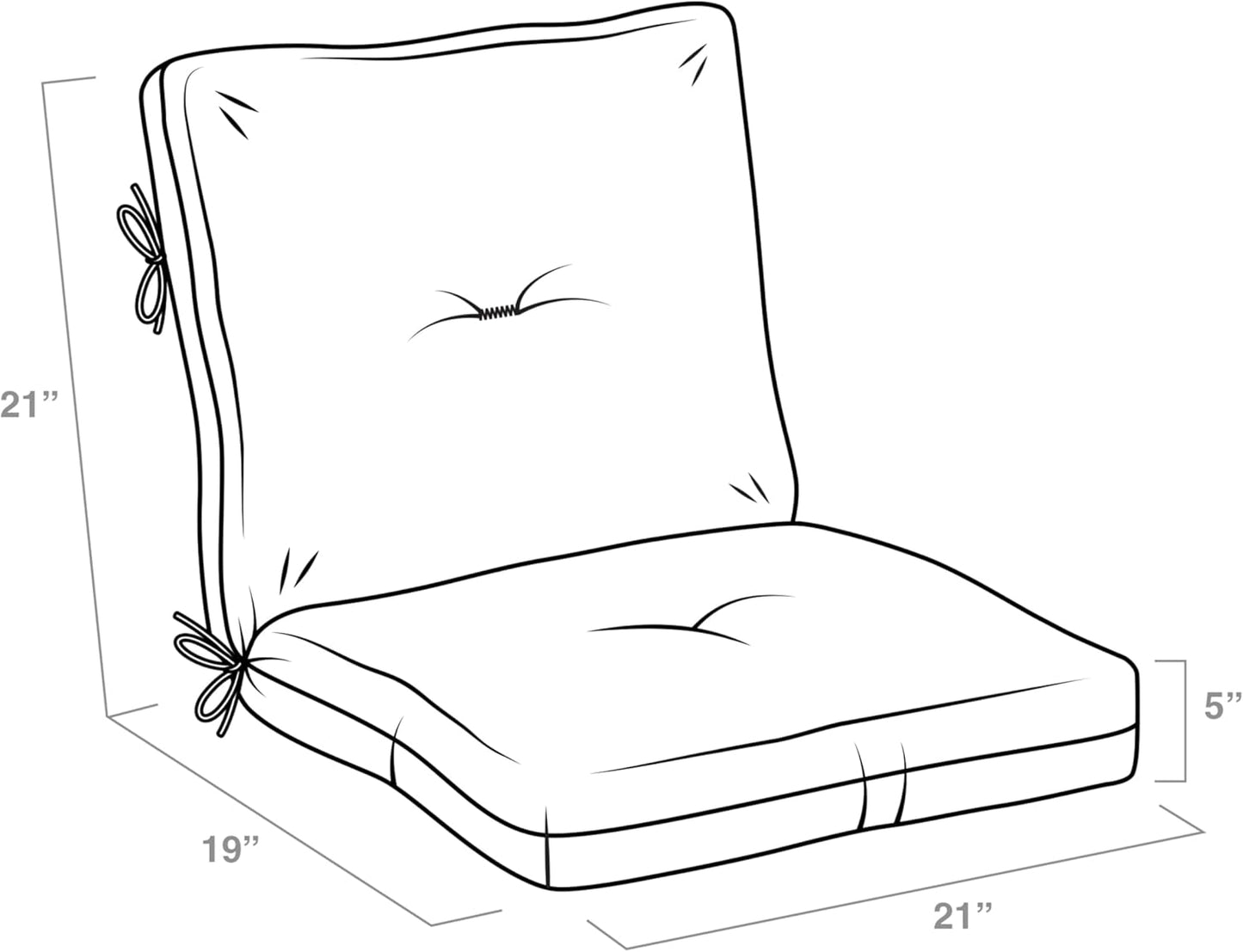 Arden Outdoor Plush Modern Tufted Blowfill Dining Chair Cushion, 21 x 40, Rain-Proof, Fade Resistant, Tufted Cushion for Dining and Bistro Chairs Black Cabana Stripe