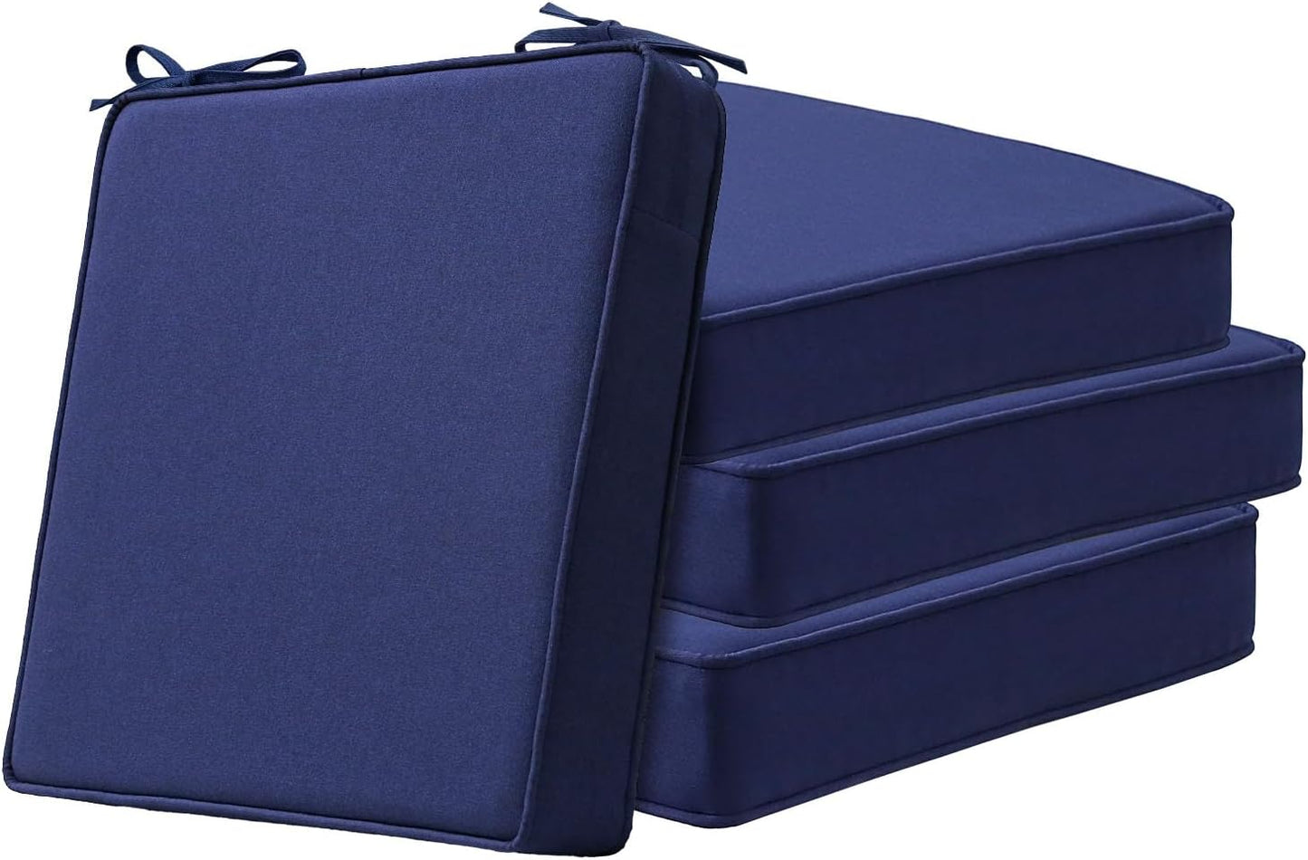 Sunbrella Square Corner Seat Cushions, 19" x 19" x 3", Set of 4, Indoor Outdoor Water Repellent Universal Chair Pads with Ties for Patio Furniture, Garden Dining Chairs, Cast Shale