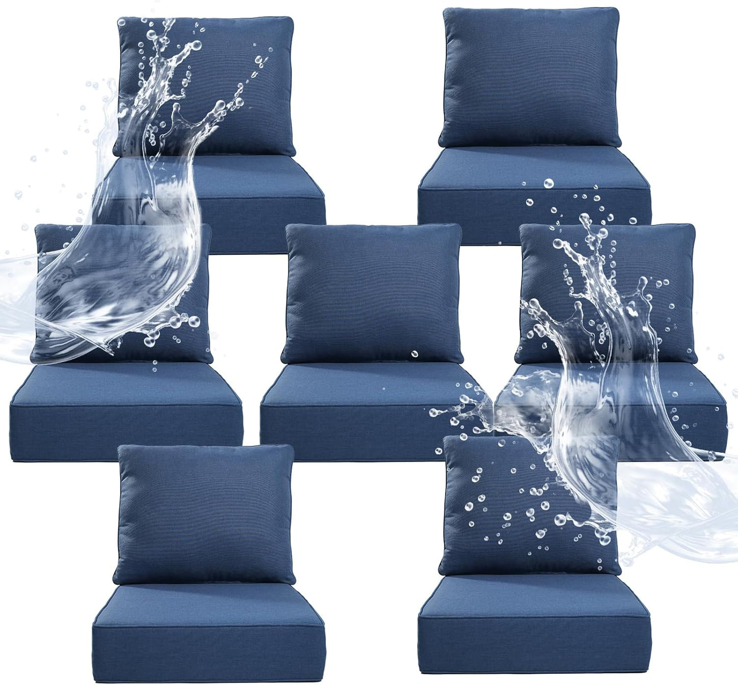 6" Thicker Outdoor Chair Cushion 4 Sets - 24" *24" *6" Waterproof Patio Furniture Cushions with Removable Cover, 28D High Density Sponge Filling Thicken Outdoor Patio Cushions - Beige