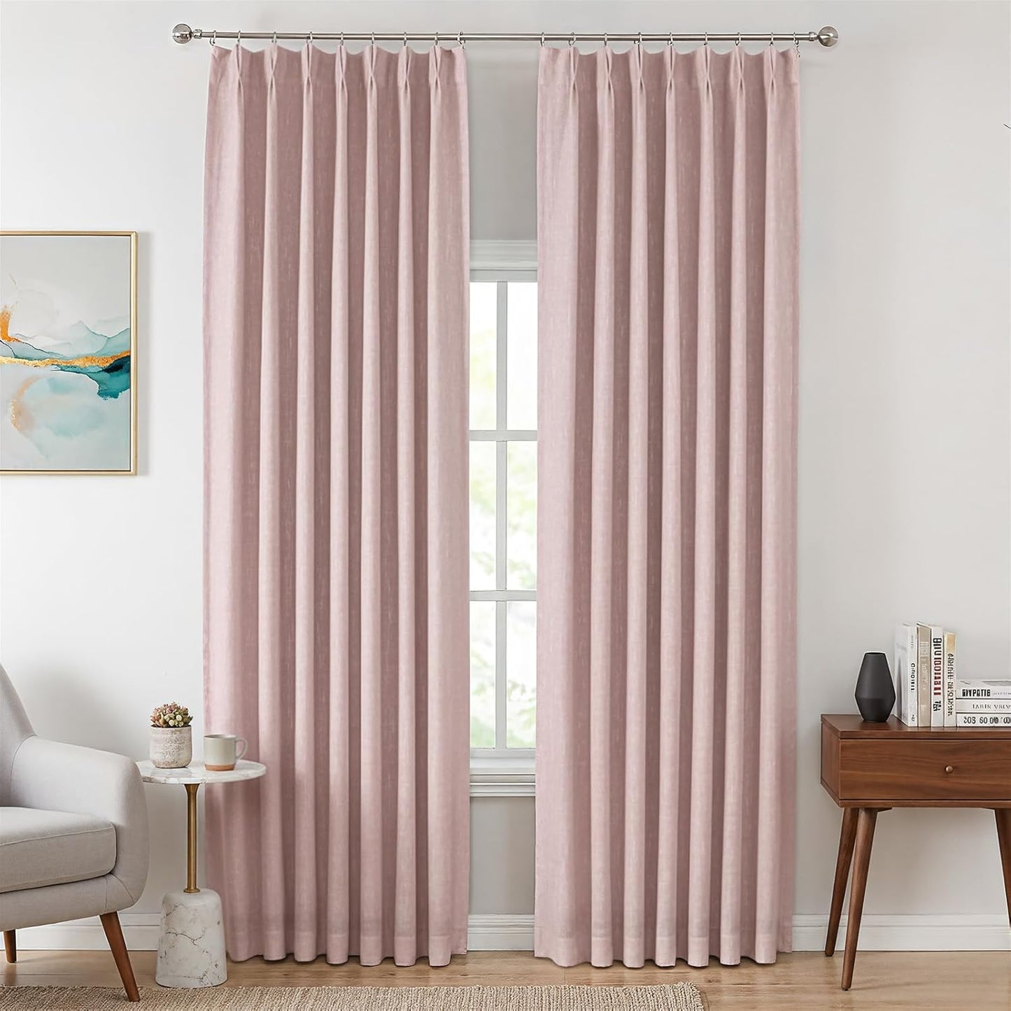 Thermal-Insulated Blackout Noise-Reducing Pinch Pleated Curtains are Suitable for Living Rooms Bedrooms Kitchens Children's Rooms, 2-Way Hook/Tab Hanging Curtains