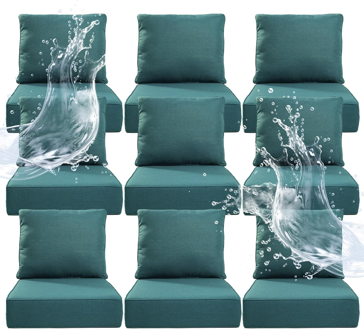 6" Thicker Outdoor Chair Cushion 6 Sets - 24" *24" *6" Waterproof Patio Furniture Cushions with Removable Cover, 28D High Density Sponge Filling Thicken Outdoor Patio Cushions - Grey