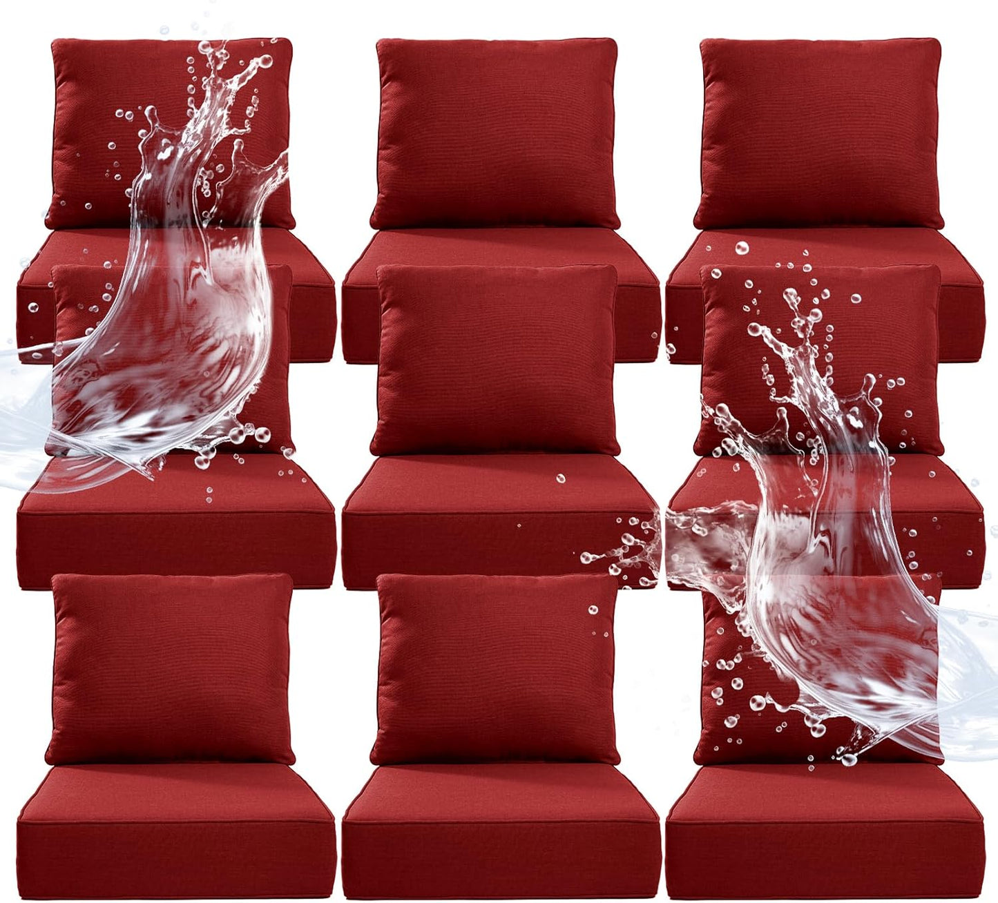 6" Thicker Outdoor Chair Cushion 6 Sets - 24" *24" *6" Waterproof Patio Furniture Cushions with Removable Cover, 28D High Density Sponge Filling Thicken Outdoor Patio Cushions - Grey