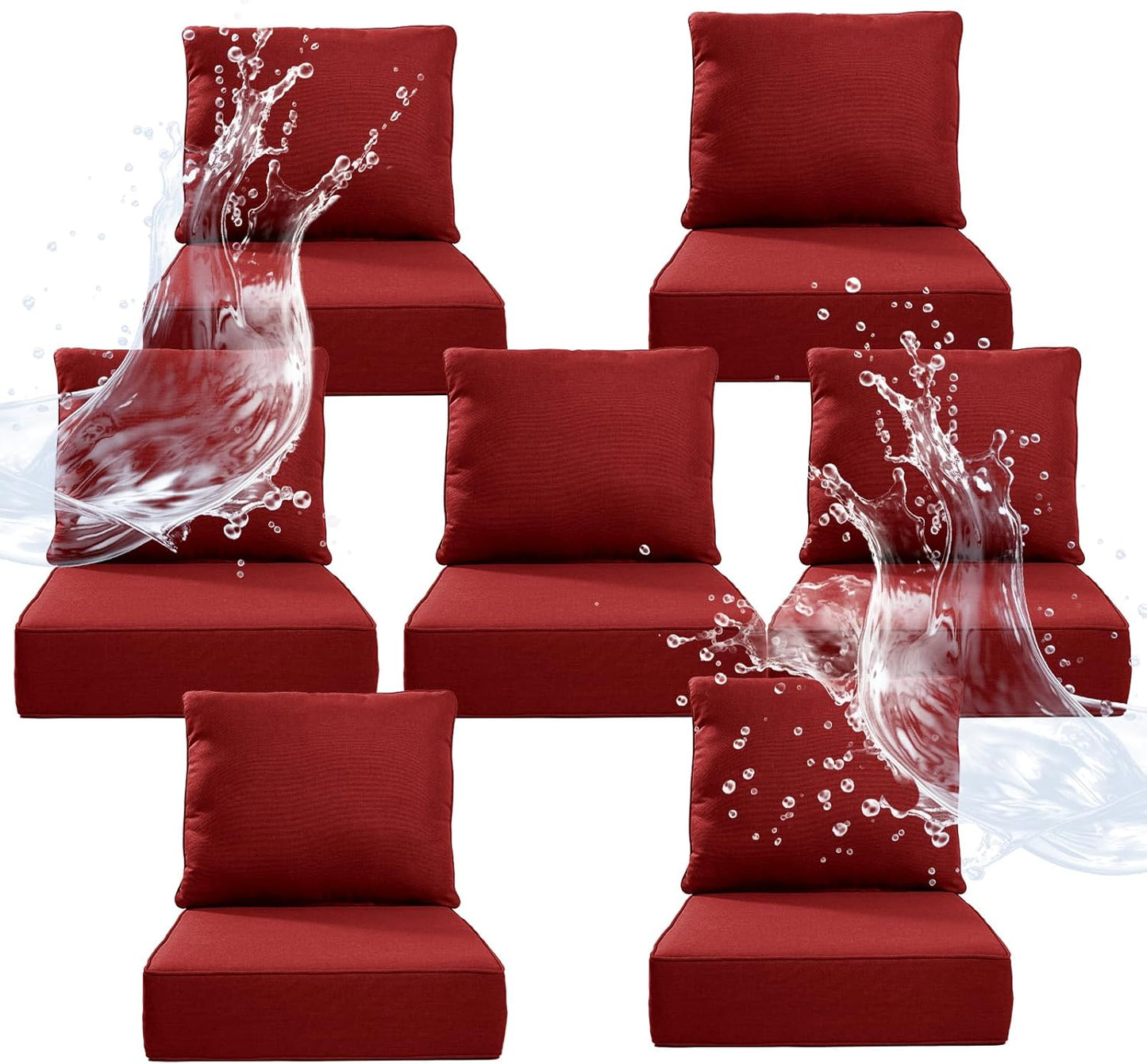 6" Thicker Outdoor Chair Cushion 4 Sets - 24" *24" *6" Waterproof Patio Furniture Cushions with Removable Cover, 28D High Density Sponge Filling Thicken Outdoor Patio Cushions - Beige