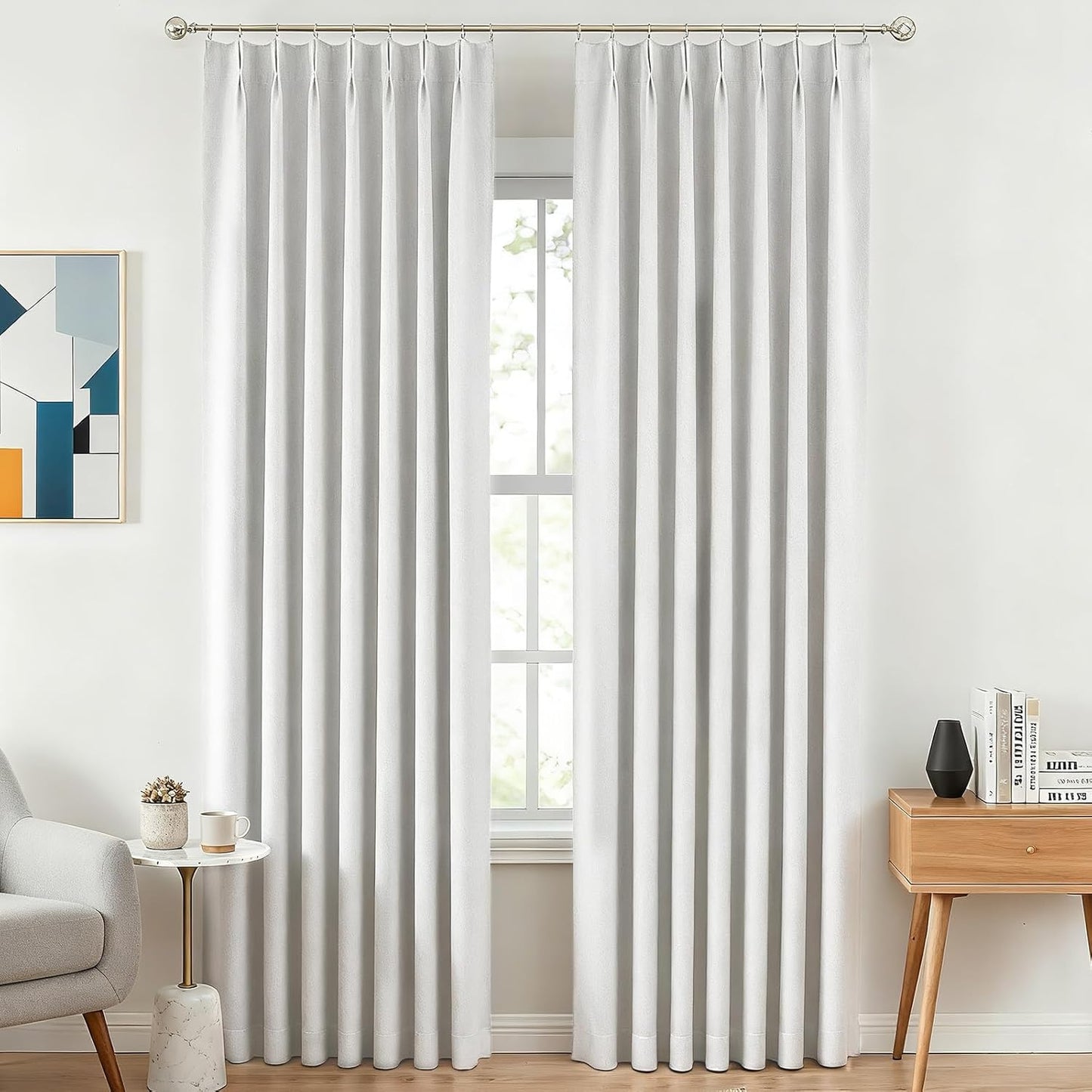 Thermal-Insulated Blackout Noise-Reducing Pinch Pleated Curtains are Suitable for Living Rooms Bedrooms Kitchens Children's Rooms, 2-Way Hook/Tab Hanging Curtains
