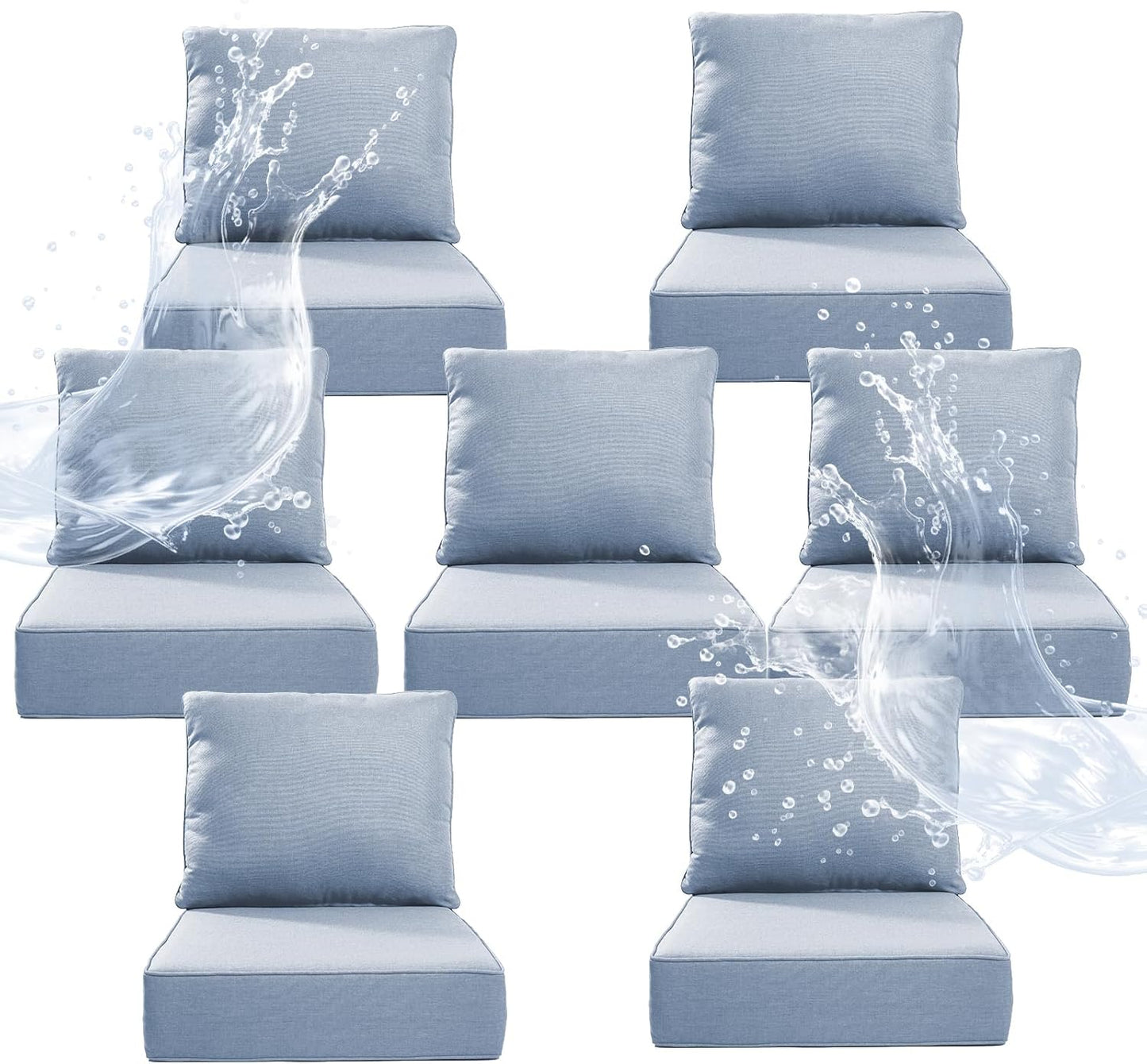 6" Thicker Outdoor Chair Cushion 4 Sets - 24" *24" *6" Waterproof Patio Furniture Cushions with Removable Cover, 28D High Density Sponge Filling Thicken Outdoor Patio Cushions - Beige