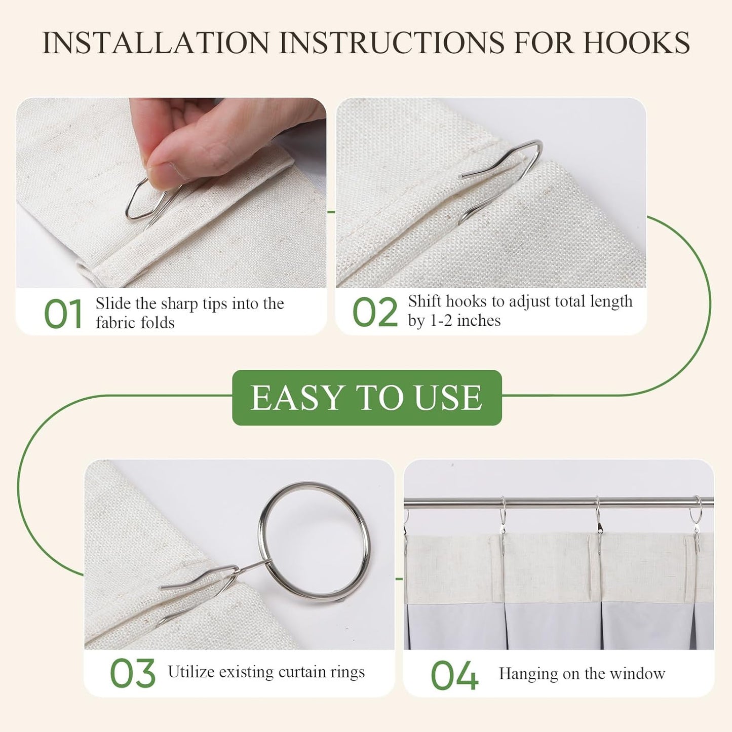 Thermal-Insulated Blackout Noise-Reducing Pinch Pleated Curtains are Suitable for Living Rooms Bedrooms Kitchens Children's Rooms, 2-Way Hook/Tab Hanging Curtains