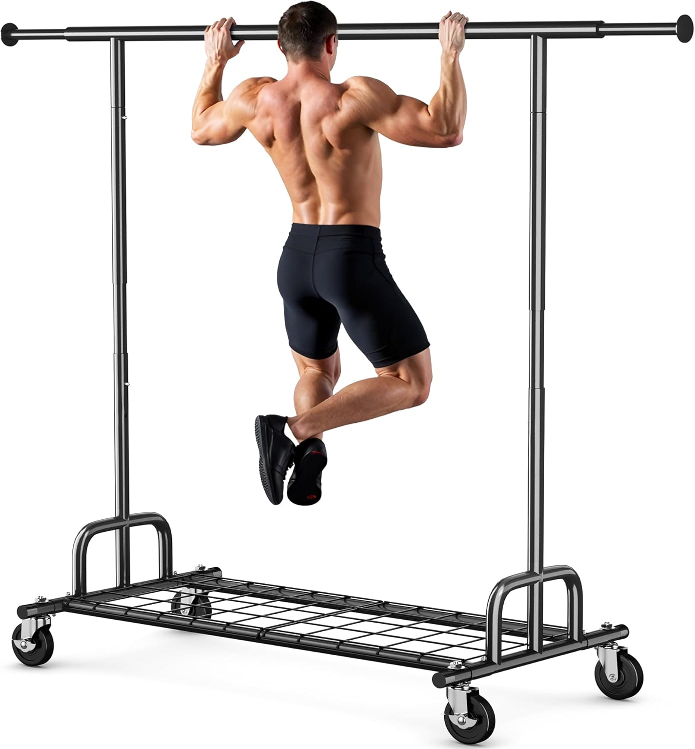 HOKEEPER Clothing Garment Rack Capacity 525LBS Clothing Racks on Wheels Rolling Clothes Rack for Hanging Clothes Heavy Duty Collapsible Commercial