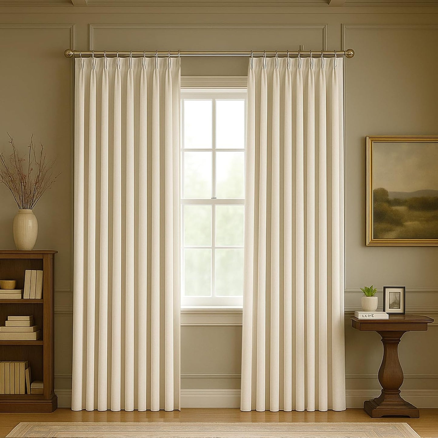 Thermal-Insulated Blackout Noise-Reducing Pinch Pleated Curtains are Suitable for Living Rooms Bedrooms Kitchens Children's Rooms, 2-Way Hook/Tab Hanging Curtains