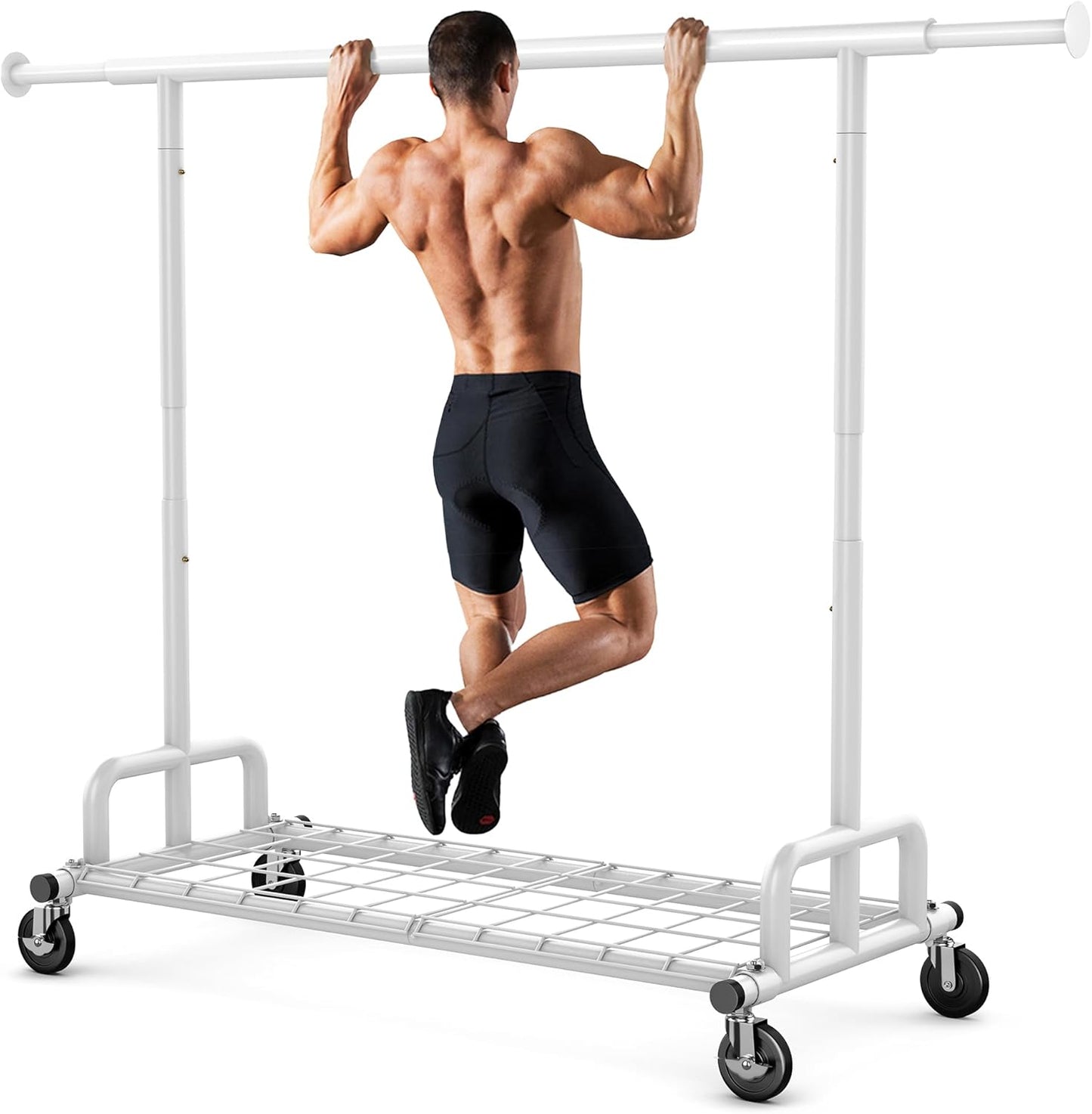 HOKEEPER Clothing Garment Rack Capacity 525LBS Clothing Racks on Wheels Rolling Clothes Rack for Hanging Clothes Heavy Duty Collapsible Commercial