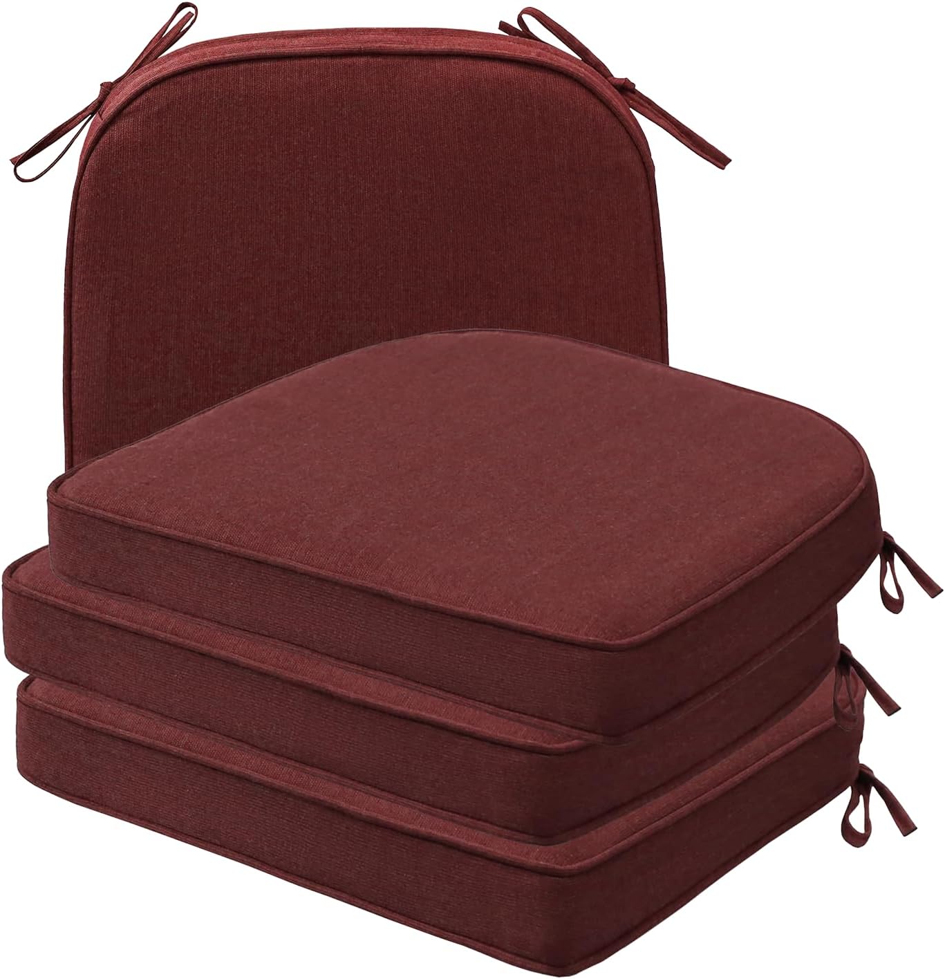 Sunbrella Square Corner Seat Cushions, 19" x 19" x 3", Set of 4, Indoor Outdoor Water Repellent Universal Chair Pads with Ties for Patio Furniture, Garden Dining Chairs, Cast Shale