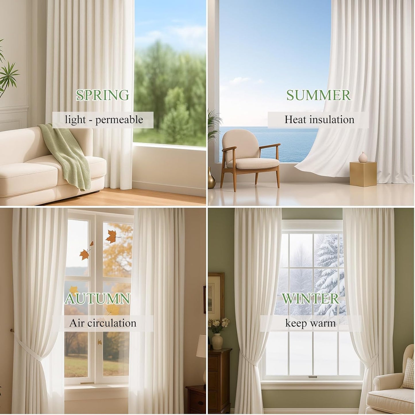 Thermal-Insulated Blackout Noise-Reducing Pinch Pleated Curtains are Suitable for Living Rooms Bedrooms Kitchens Children's Rooms, 2-Way Hook/Tab Hanging Curtains