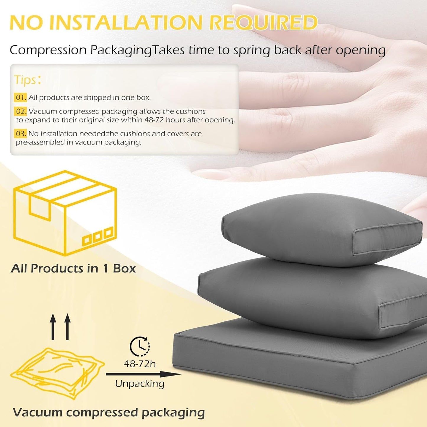 HOMREST Outdoor Replacement Cushions for Patio Furniture,Water-Repellent Sofa Cushion for 6-Seat Rattan Wicker Sectional Patio Conversation Sets,14-Piece Cushions Set for Outdoor Couch-Gray