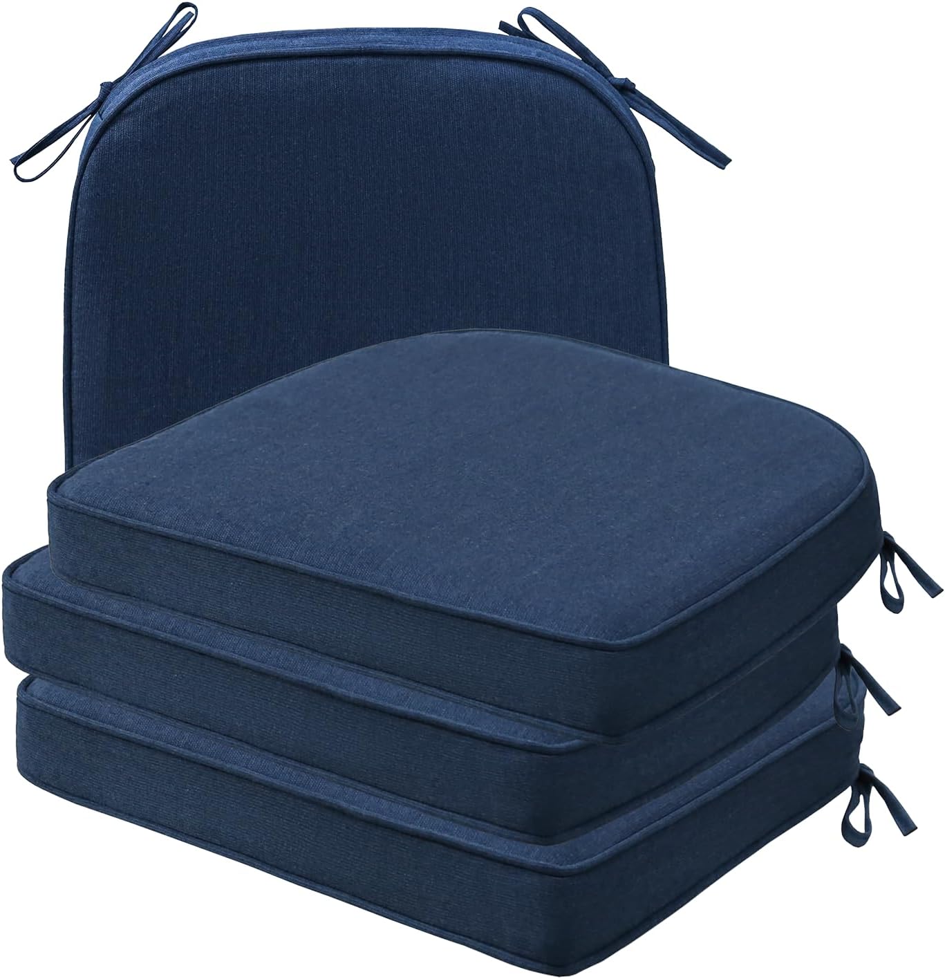 Sunbrella Square Corner Seat Cushions, 19" x 19" x 3", Set of 4, Indoor Outdoor Water Repellent Universal Chair Pads with Ties for Patio Furniture, Garden Dining Chairs, Cast Shale