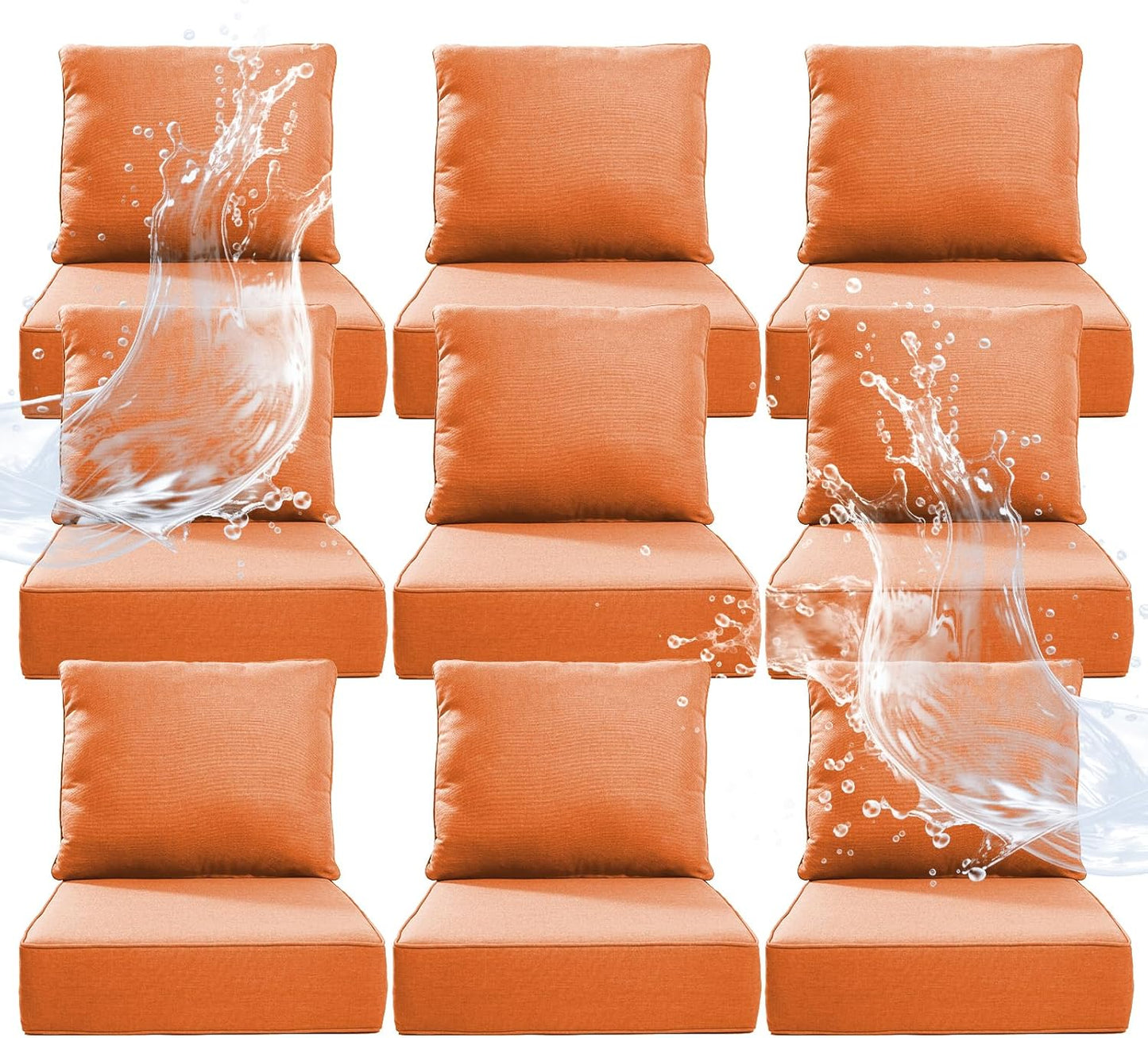 6" Thicker Outdoor Chair Cushion 4 Sets - 24" *24" *6" Waterproof Patio Furniture Cushions with Removable Cover, 28D High Density Sponge Filling Thicken Outdoor Patio Cushions - Beige