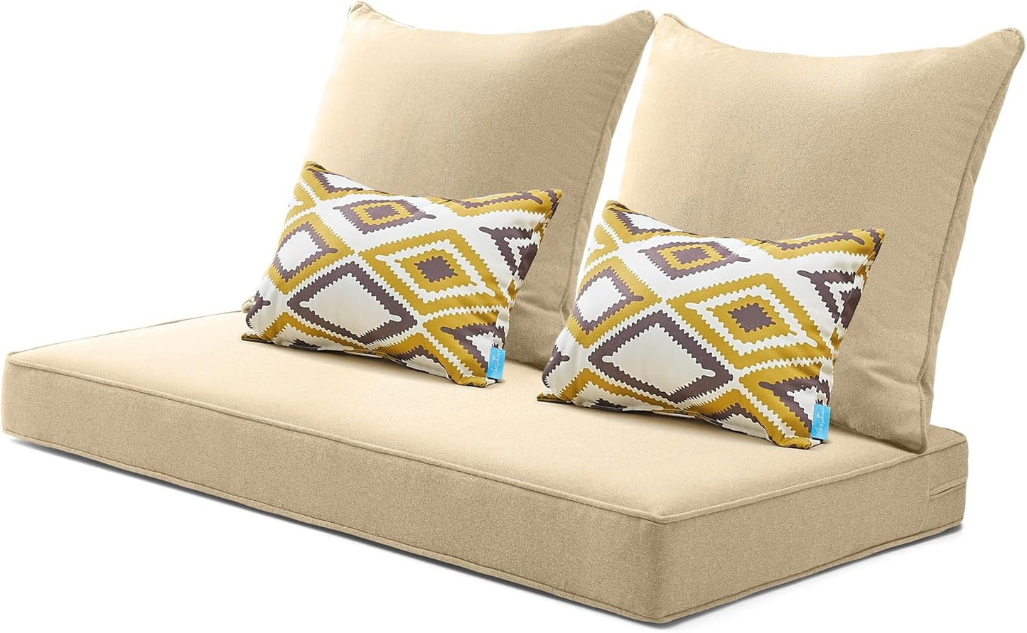 ARTPLAN Outdoor Loveseat Cushion Set,46.6"x 24",Water Repellent,Fade Resistant,Cushion Set for Couch,Bench and Swing,5 Pieces Wicker Furniture Cushions,Grey