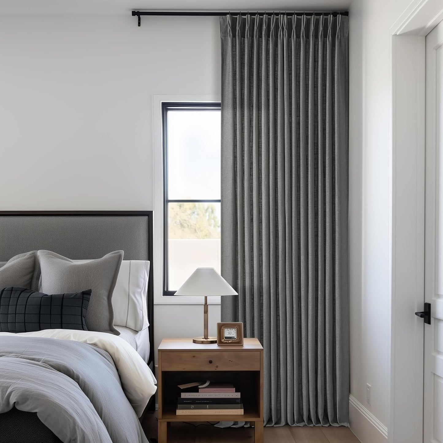 Natural Linen Kitchen Curtains 45 Inches Long 2 Sets Basement Curtains for Small Window Cream Ivory Pinch Pleated Back Tab Linen Blend Short Boho Semi Sheer Back Tab Drapes for Bay Windows 40x45