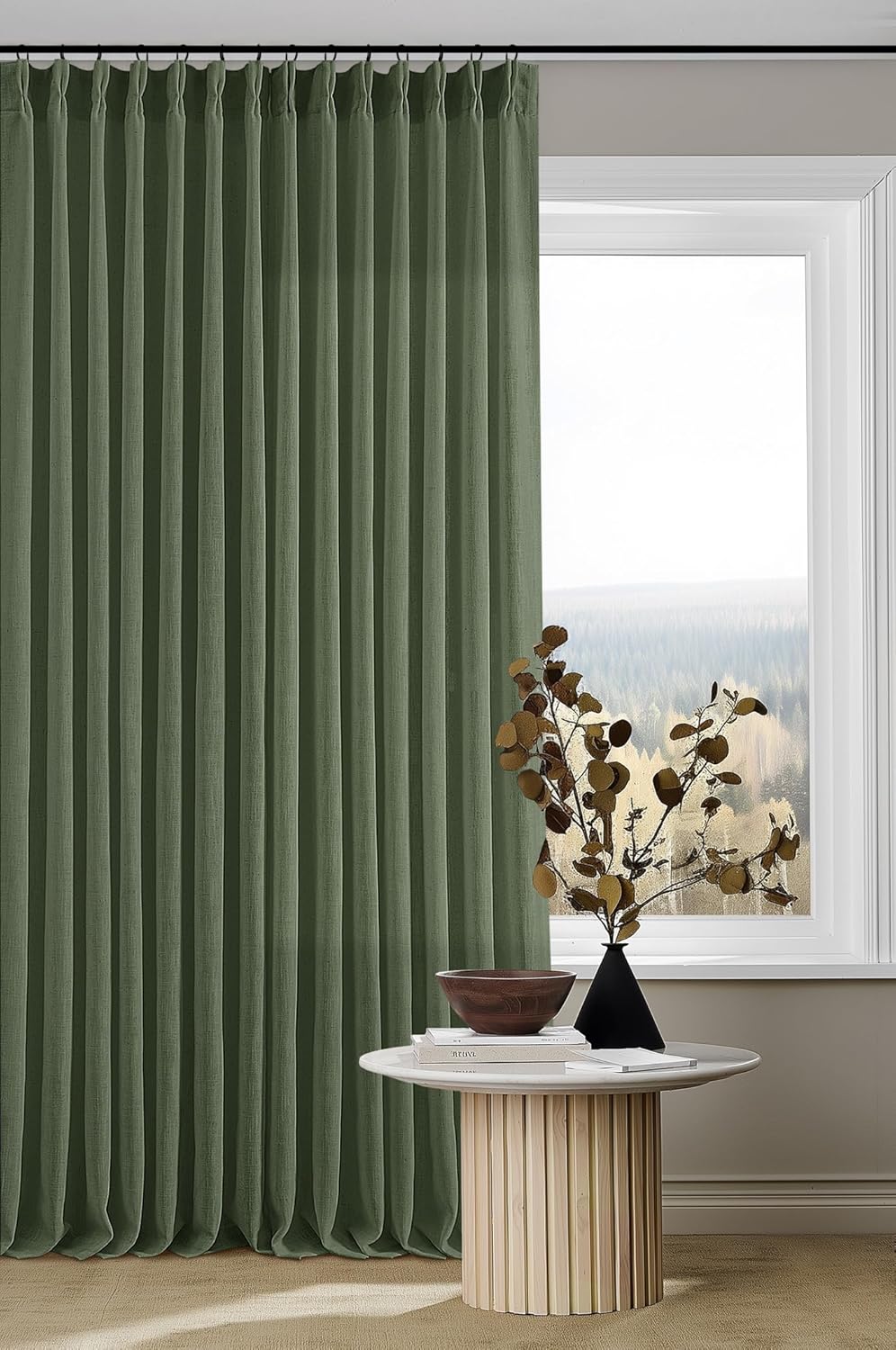 Natural Linen Kitchen Curtains 45 Inches Long 2 Sets Basement Curtains for Small Window Cream Ivory Pinch Pleated Back Tab Linen Blend Short Boho Semi Sheer Back Tab Drapes for Bay Windows 40x45