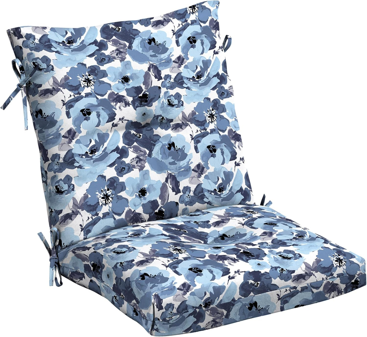 Arden Outdoor Plush Modern Tufted Blowfill Dining Chair Cushion, 21 x 40, Rain-Proof, Fade Resistant, Tufted Cushion for Dining and Bistro Chairs Black Cabana Stripe