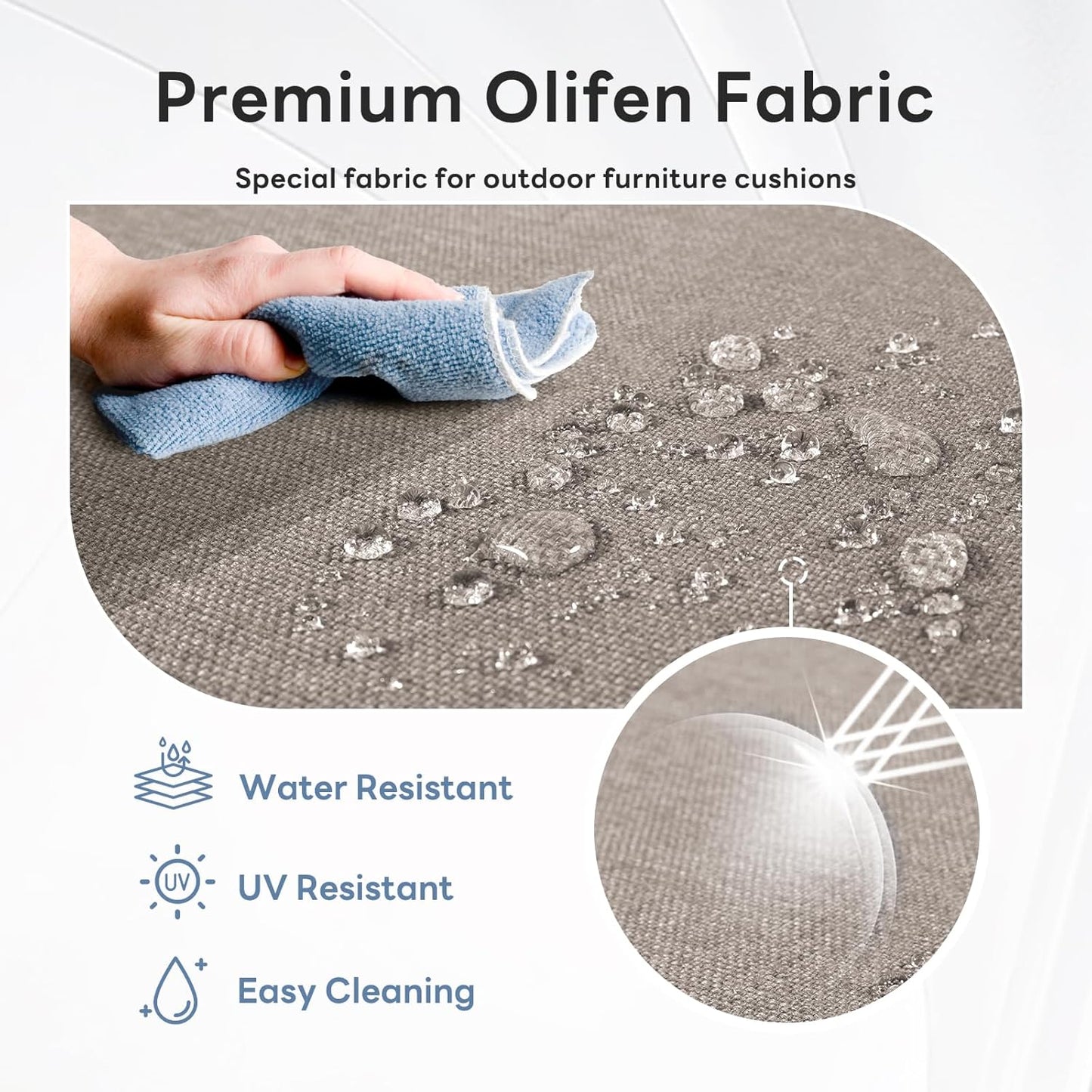 6" Thicker Outdoor Chair Cushion 6 Sets - 24" *24" *6" Waterproof Patio Furniture Cushions with Removable Cover, 28D High Density Sponge Filling Thicken Outdoor Patio Cushions - Grey