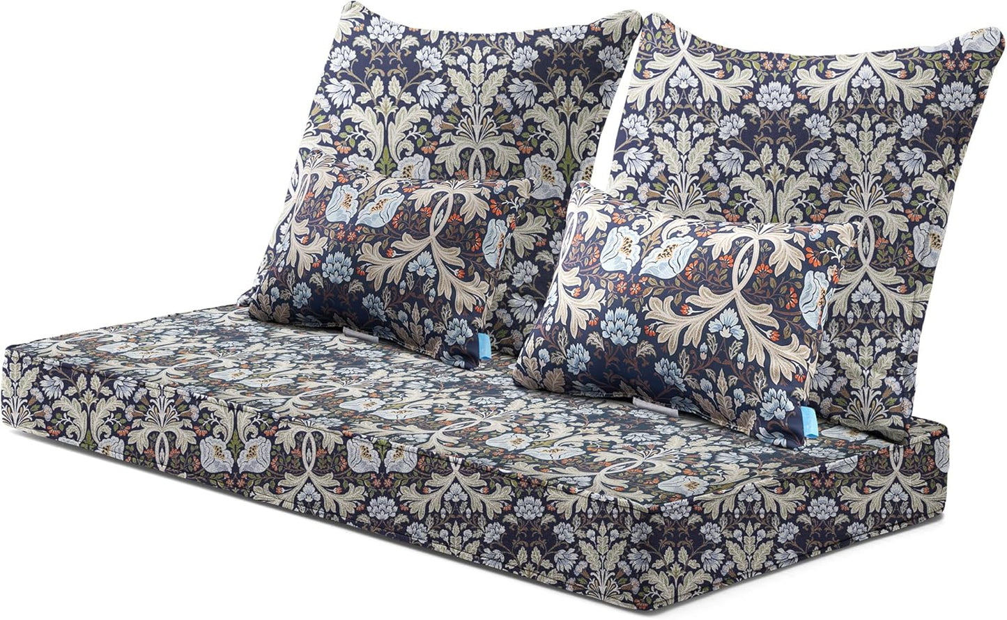 ARTPLAN Outdoor Loveseat Cushion Set,46.6"x 24",Water Repellent,Fade Resistant,Cushion Set for Couch,Bench and Swing,5 Pieces Wicker Furniture Cushions,Grey